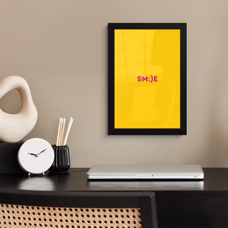Poster met lijst - Smile - Roze - Geel — 3