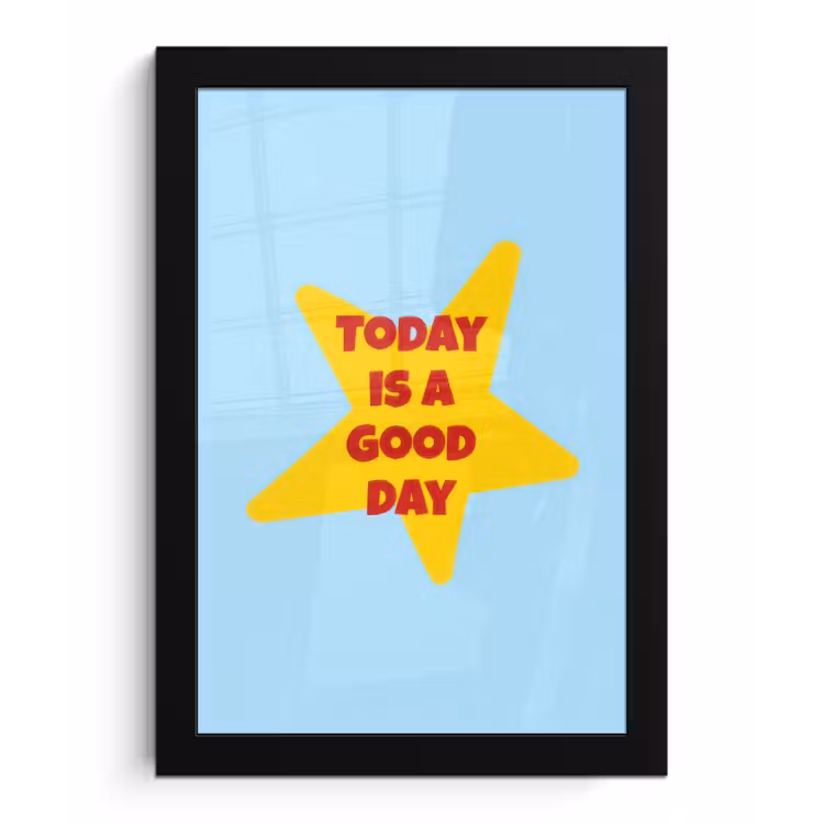 Poster met lijst - Ster - Today is a good day - Blauw — 1