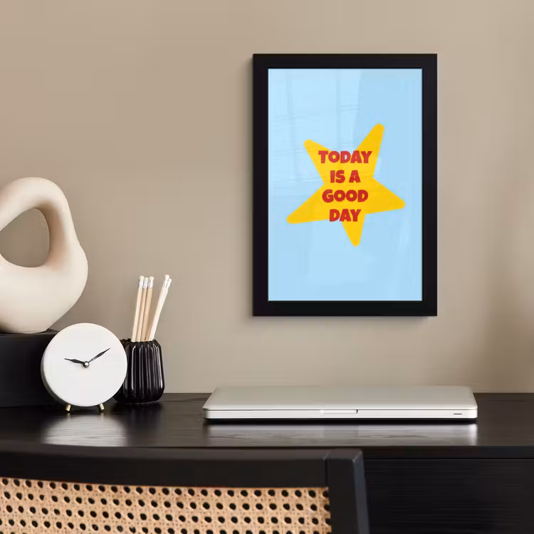 Poster met lijst - Ster - Today is a good day - Blauw — 3
