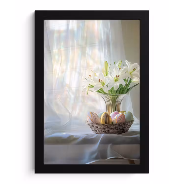 Poster met lijst - Vaas - Eieren - Bloemen — 1