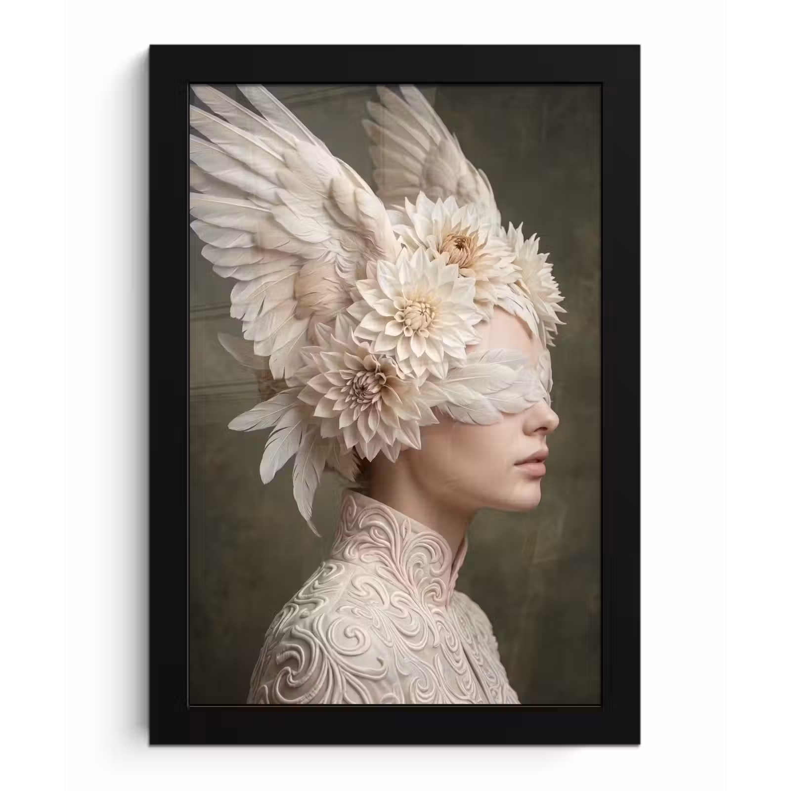 Poster met lijst - Vleugels - Vrouw - Wit — 1