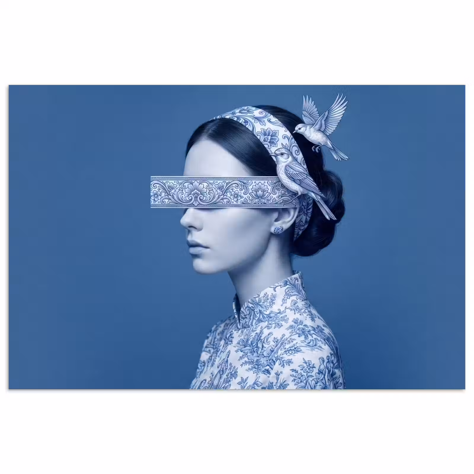 Poster - Portret - Klassiek - Wit - Blauw — 1