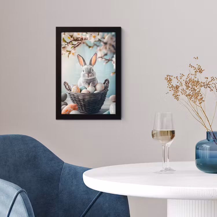 Poster met lijst - Konijn - Eieren - Mand — 2