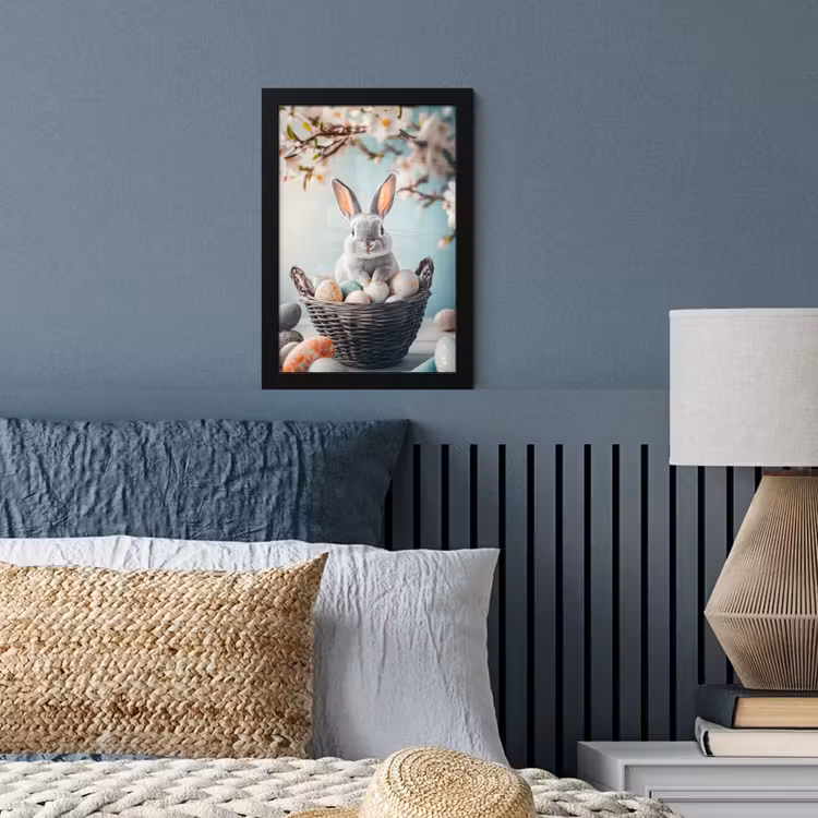Poster met lijst - Konijn - Eieren - Mand — 4