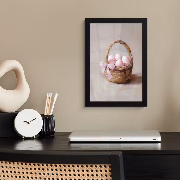 Poster met lijst - Mand - Eieren - Roze — 3