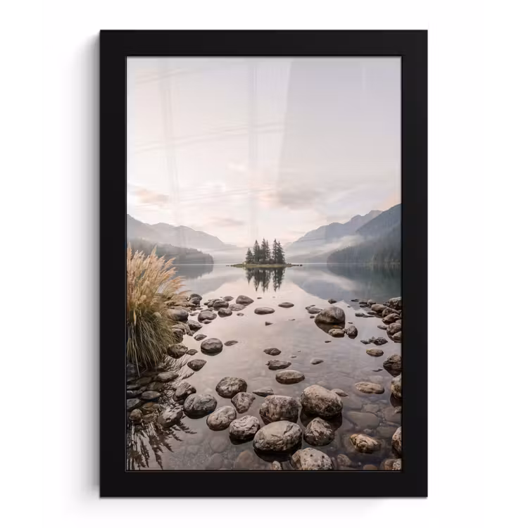 Poster met lijst - Meer - Bergen - Landschap - Groen — 1