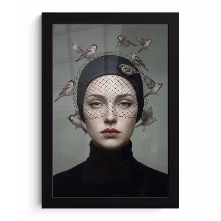 Poster met lijst - Portret - Vogels - Zwart — 1