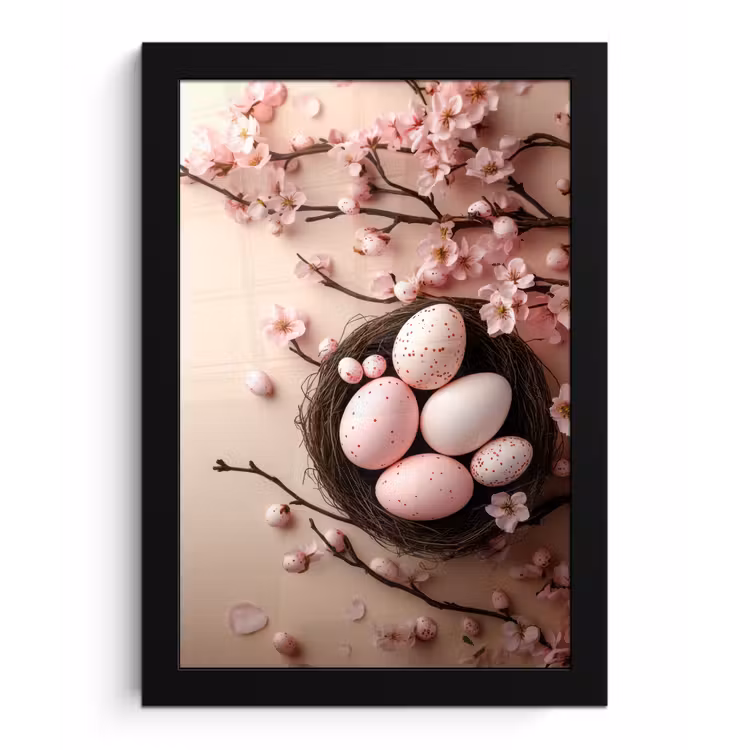 Poster met lijst - Roze - Bloesems - Eieren — 1