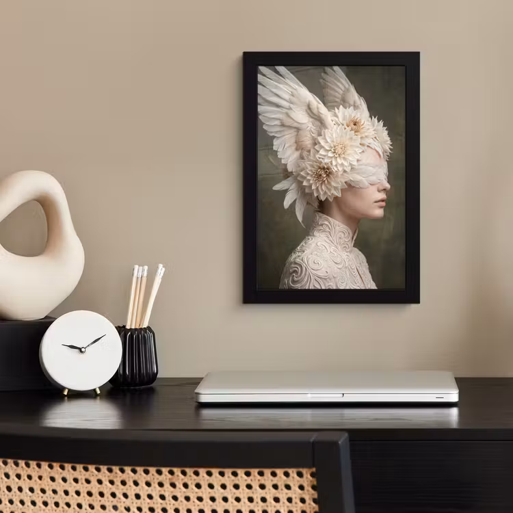 Poster met lijst - Vleugels - Vrouw - Wit — 3
