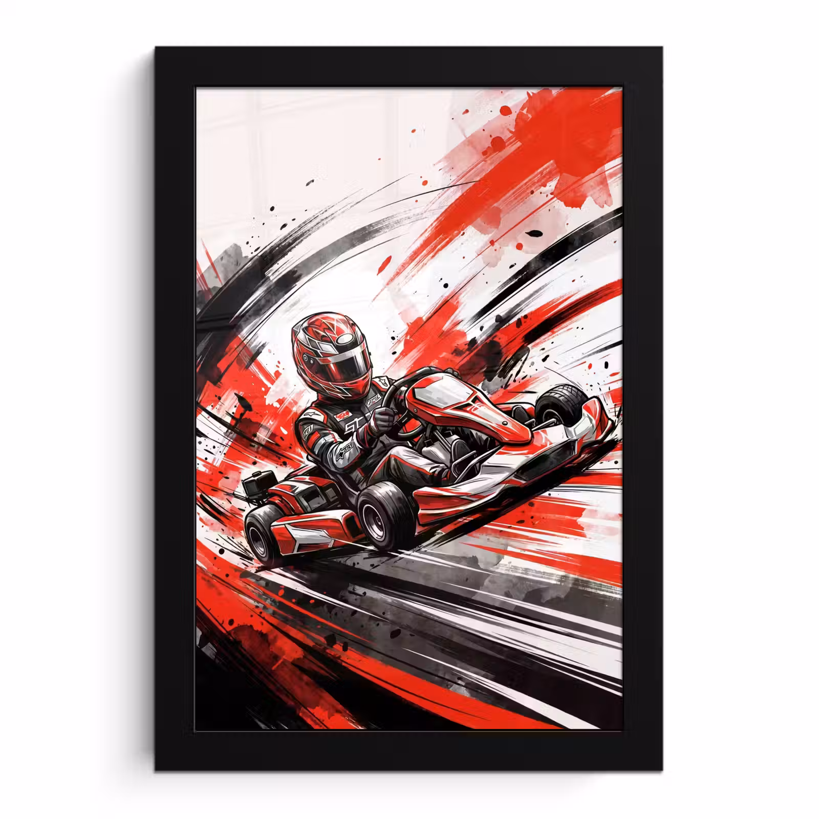 Poster met lijst - Kart - Coureur - Snelheid - Rood — 1