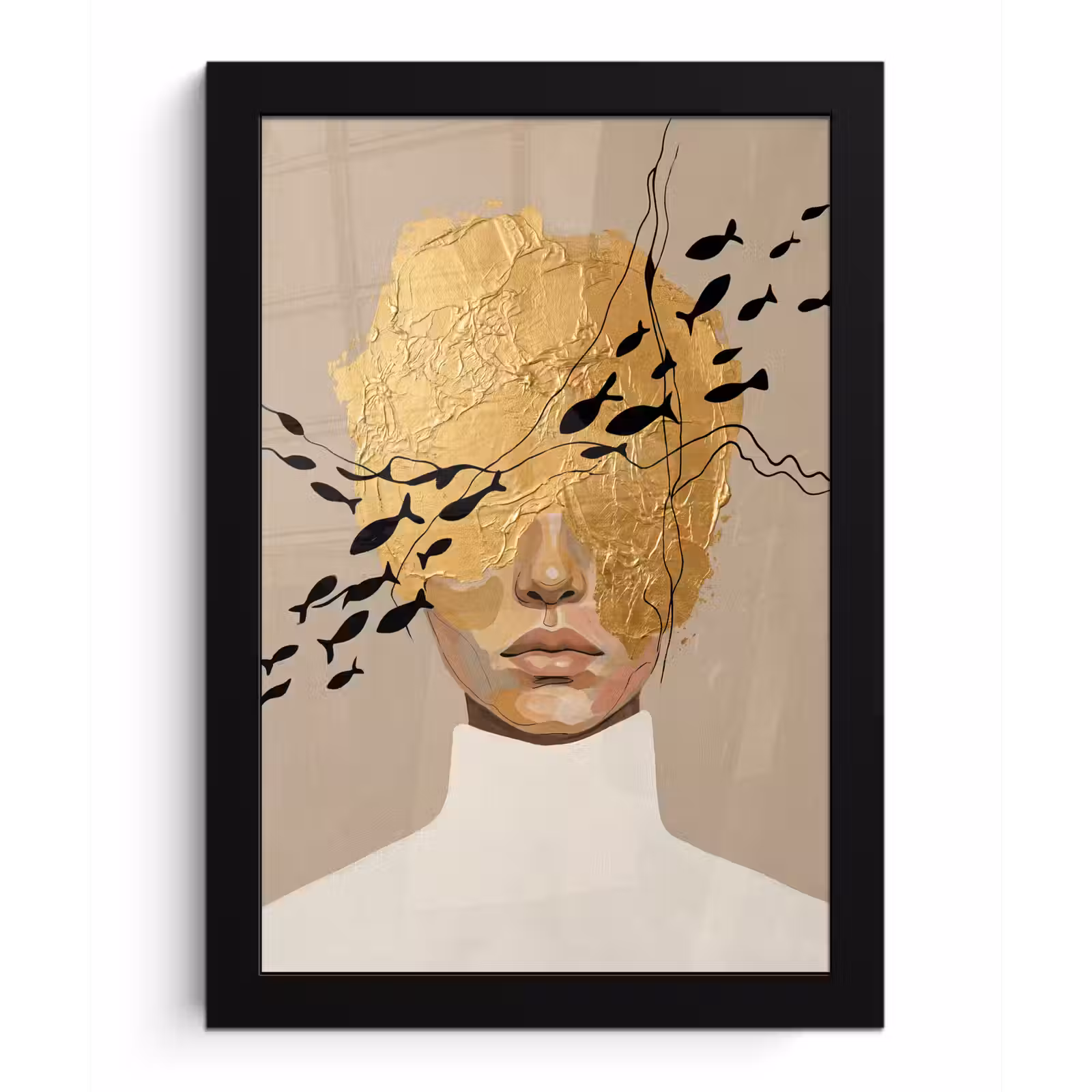 Poster met lijst - Modern - Vrouw - Goud — 1