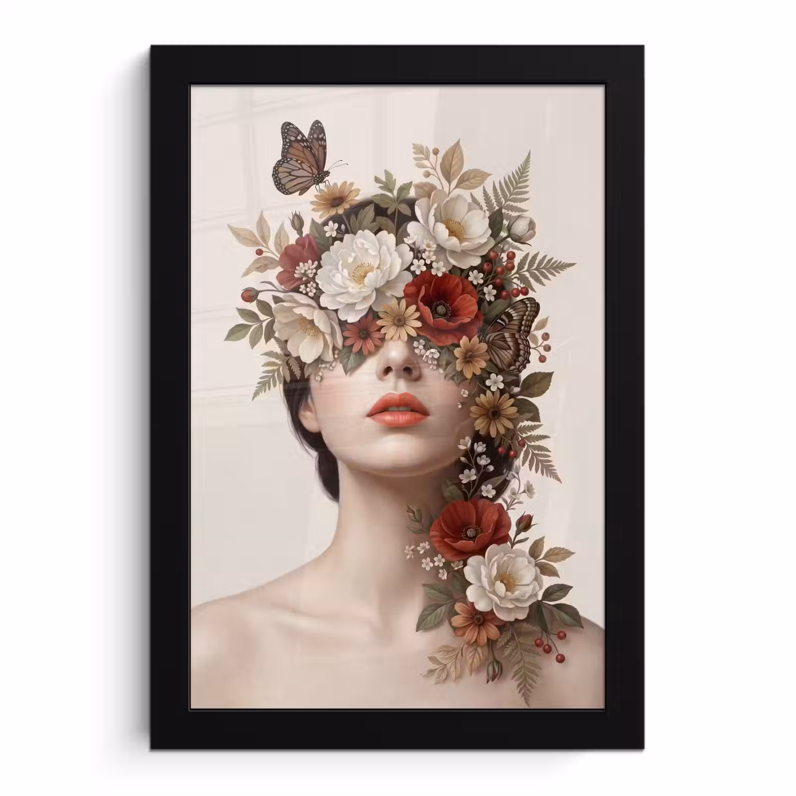 Poster met lijst - Portret - Bloemen - Cremé — 1
