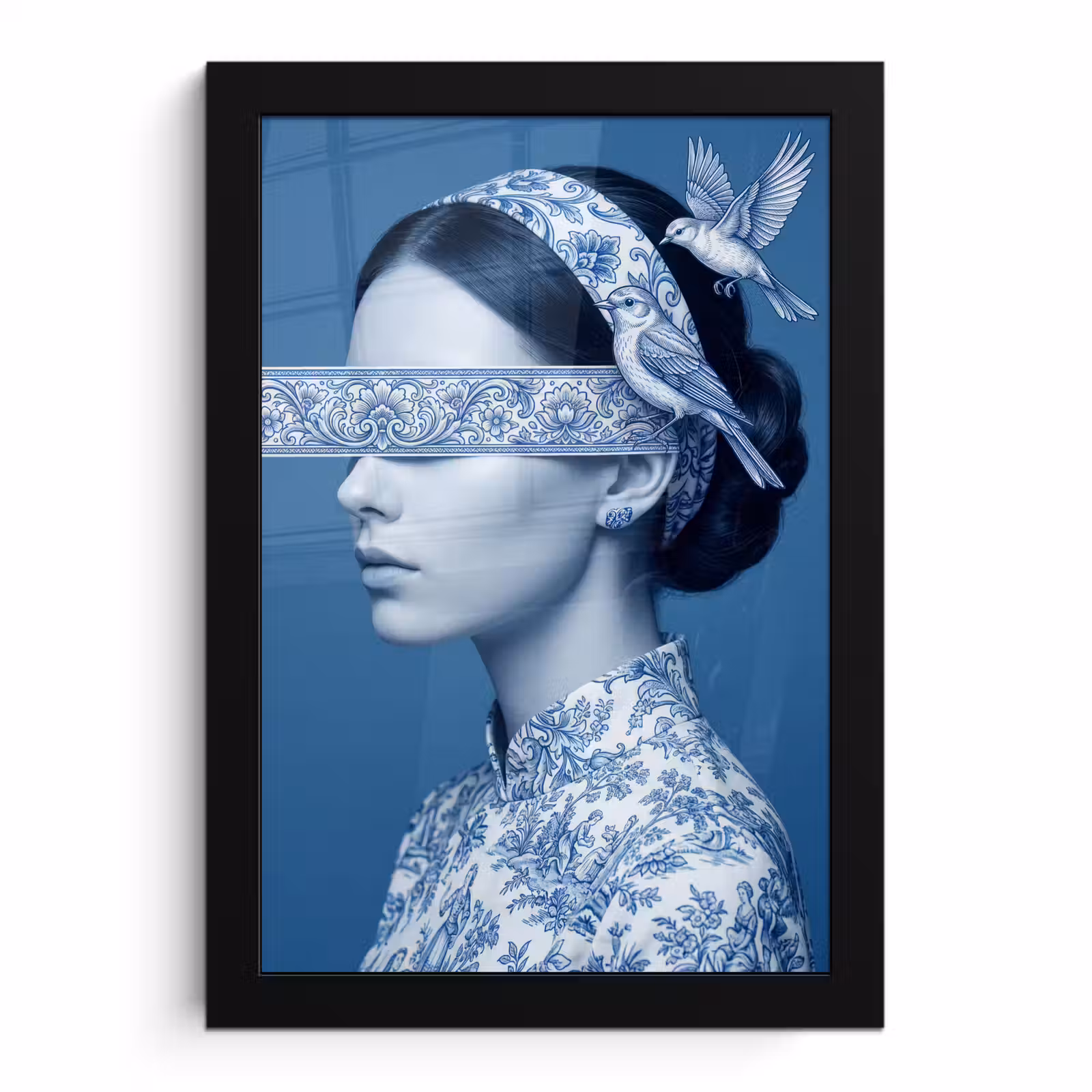 Poster met lijst - Portret - Klassiek - Wit - Blauw — 1