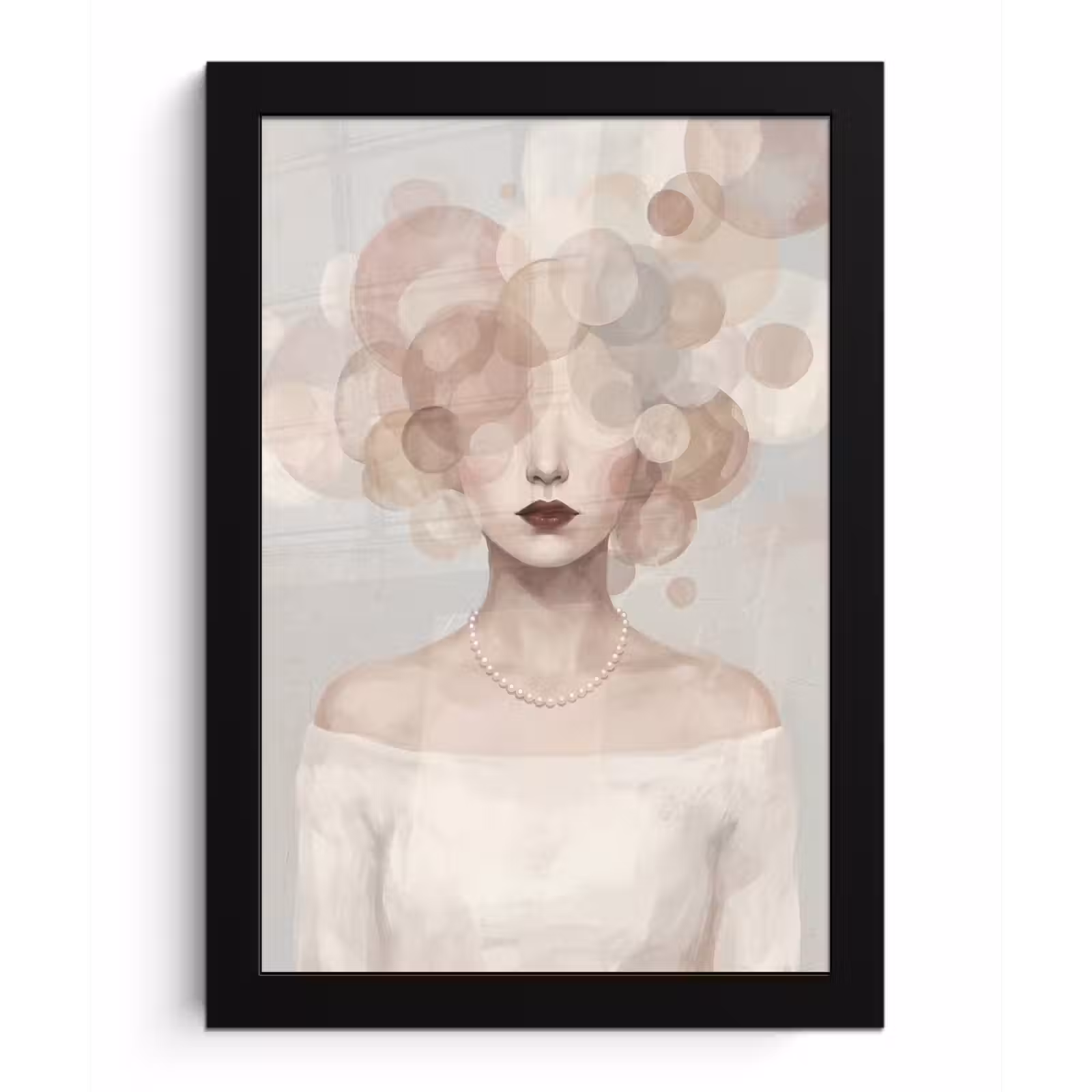 Poster met lijst - Vrouw - Cirkels - Beige — 1