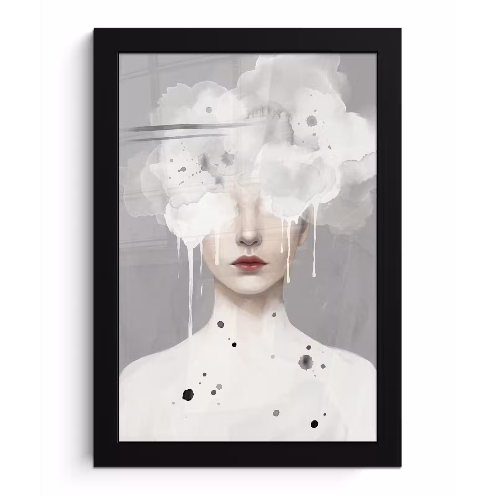 Poster met lijst - Vrouw - Wolk - Grijs — 1