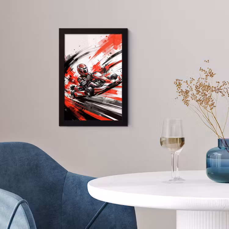 Poster met lijst - Kart - Coureur - Snelheid - Rood — 2