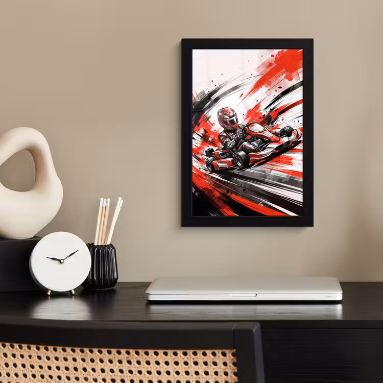 Poster met lijst - Kart - Coureur - Snelheid - Rood — 3