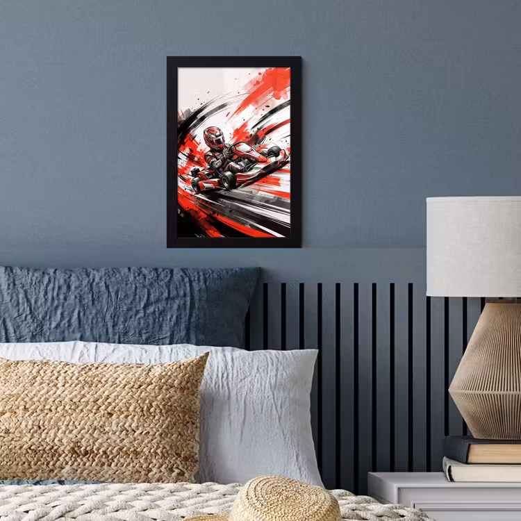 Poster met lijst - Kart - Coureur - Snelheid - Rood — 4