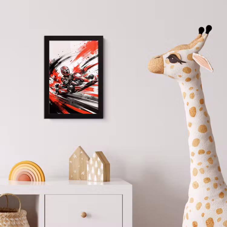 Poster met lijst - Kart - Coureur - Snelheid - Rood — 5