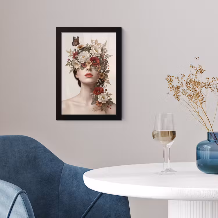 Poster met lijst - Portret - Bloemen - Cremé — 2