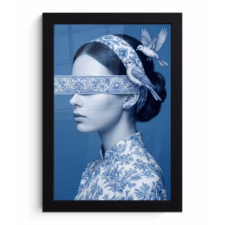 Poster met lijst - Portret - Klassiek - Wit - Blauw — 1
