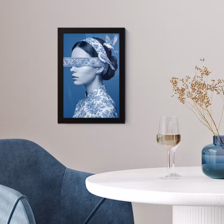 Poster met lijst - Portret - Klassiek - Wit - Blauw — 2