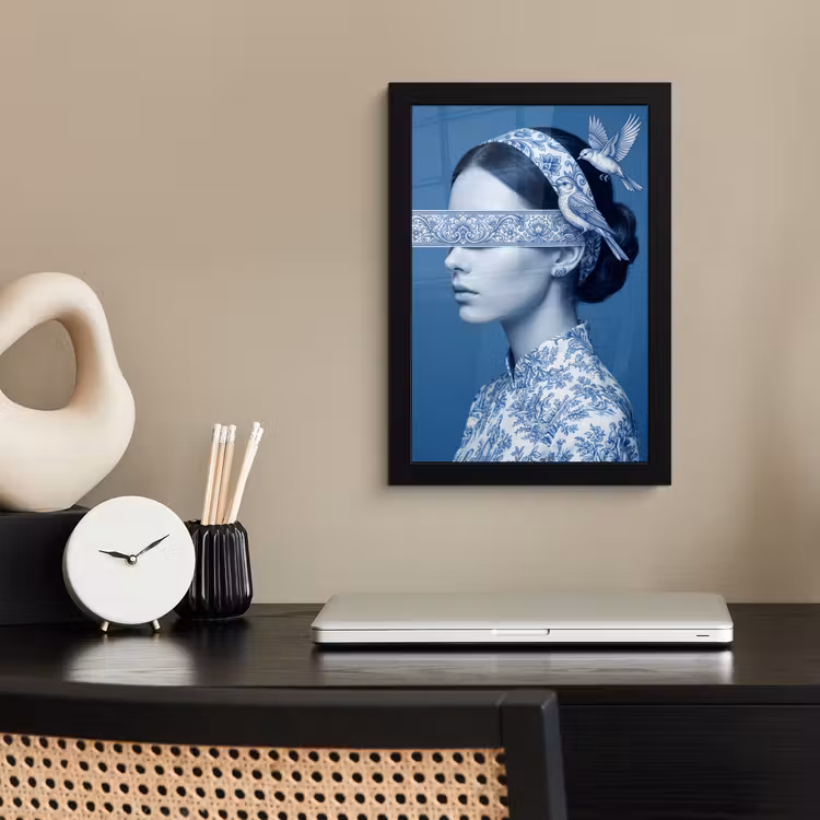 Poster met lijst - Portret - Klassiek - Wit - Blauw — 3