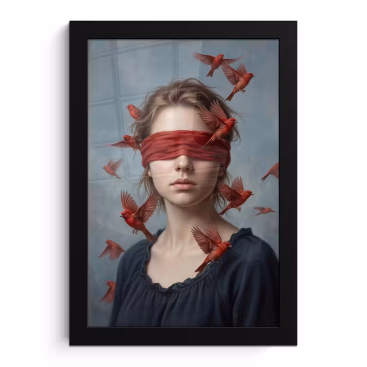 Poster met lijst - Portret - Krachtig - Rood — 1