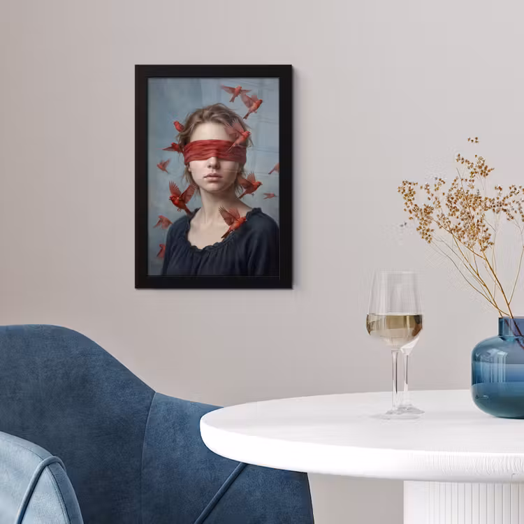 Poster met lijst - Portret - Krachtig - Rood — 2