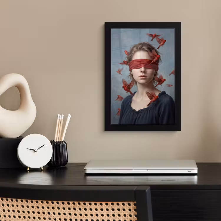 Poster met lijst - Portret - Krachtig - Rood — 3