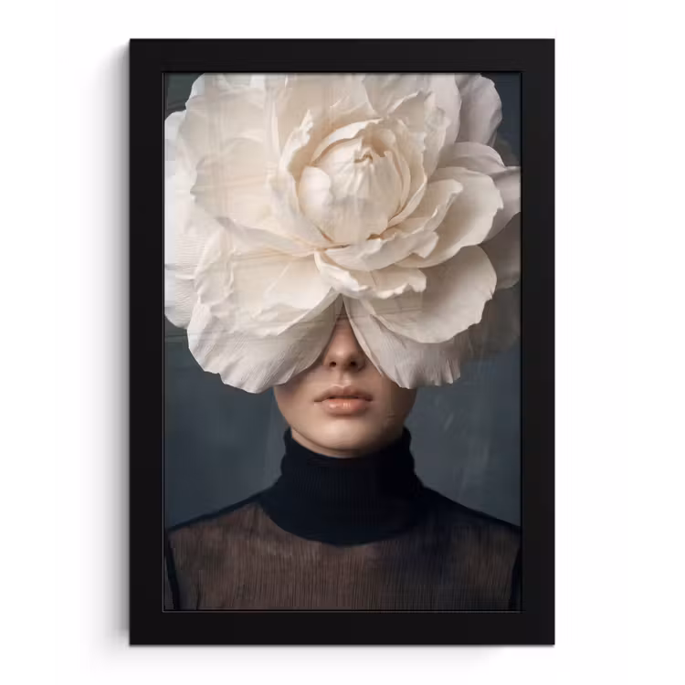 Poster met lijst - Portret - Mysterieus - Wit — 1