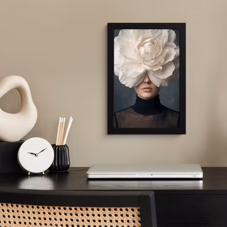 Poster met lijst - Portret - Mysterieus - Wit — 3