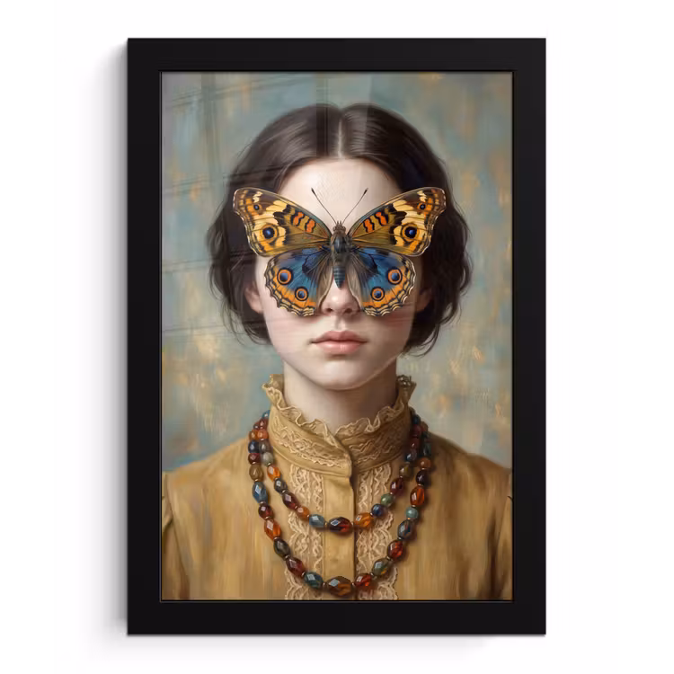 Poster met lijst - Portret - Vlinder - Kleurrijk — 1