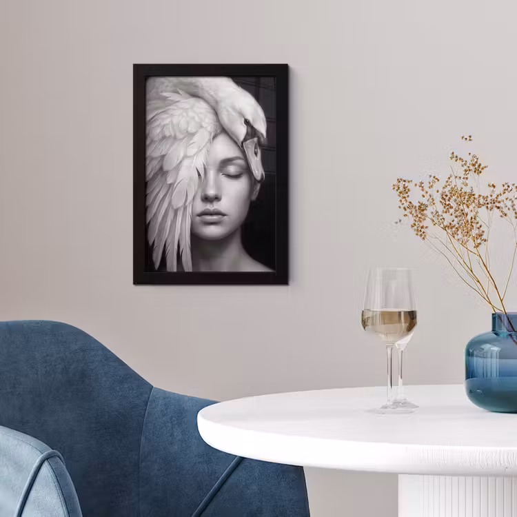 Poster met lijst - Portret - Zwaan - Zwart - Wit — 2