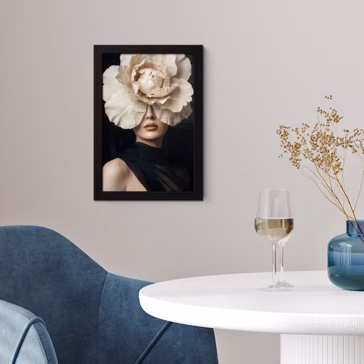Poster met lijst - Roos - Tijdloos - Zwart — 2