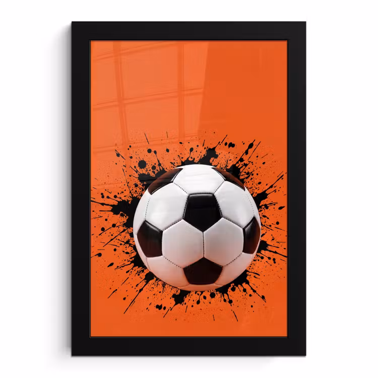 Poster met lijst - Voetbal - Verf - Sport - Oranje — 1