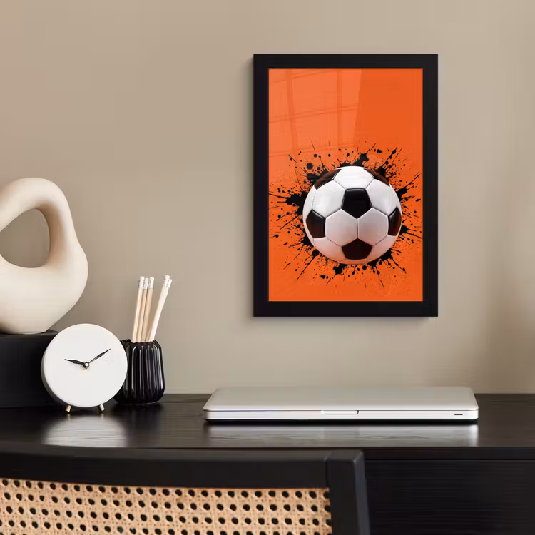 Poster met lijst - Voetbal - Verf - Sport - Oranje — 3