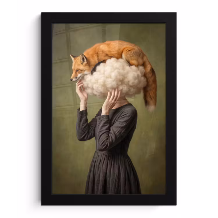 Poster met lijst - Vos - Surrealistisch - Groen — 1