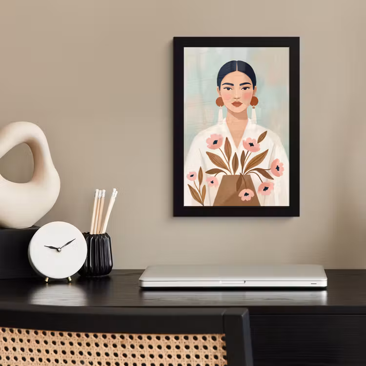 Poster met lijst - Vrouw - Kimono - Pastel — 3