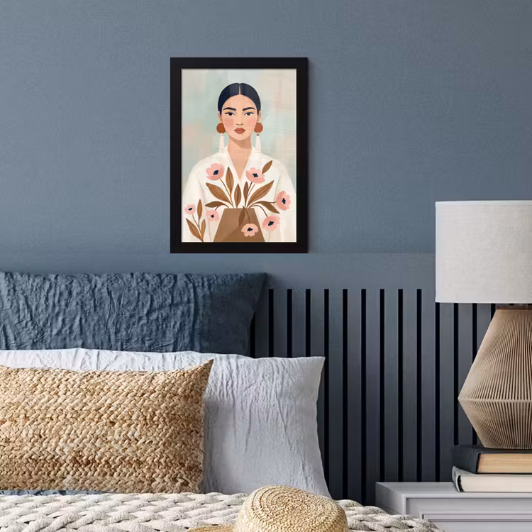 Poster met lijst - Vrouw - Kimono - Pastel — 4