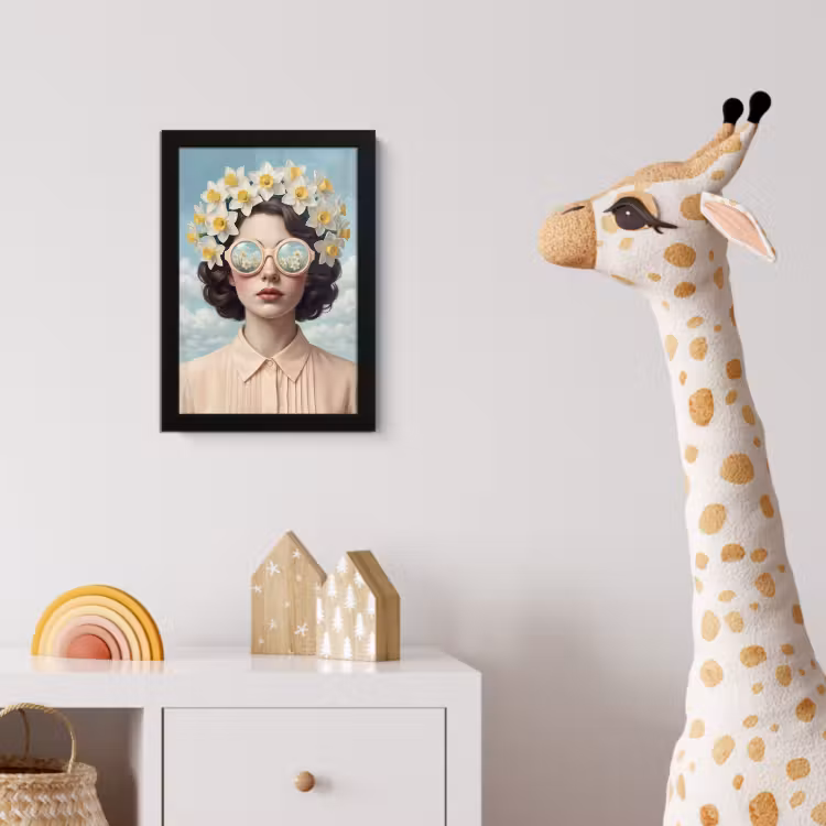 Poster met lijst - Vrouw - Narcissen - Geel — 5