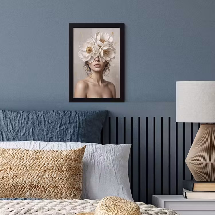 Poster met lijst - Vrouw - Pioenroos - Wit — 4