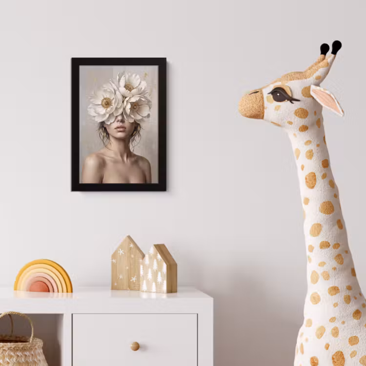 Poster met lijst - Vrouw - Pioenroos - Wit — 5