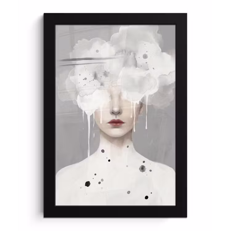 Poster met lijst - Vrouw - Wolk - Grijs — 1