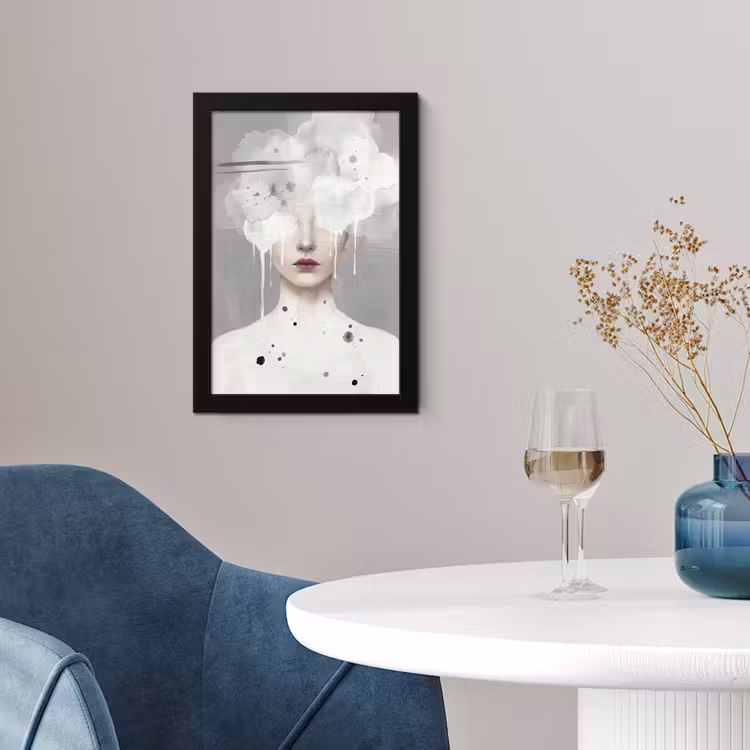 Poster met lijst - Vrouw - Wolk - Grijs — 2
