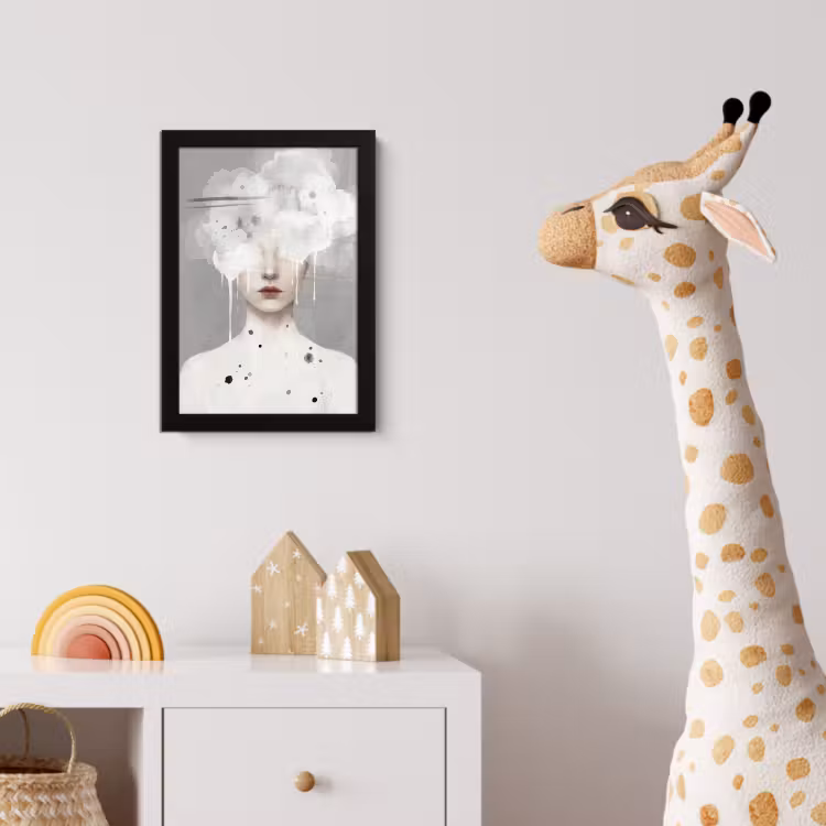 Poster met lijst - Vrouw - Wolk - Grijs — 5