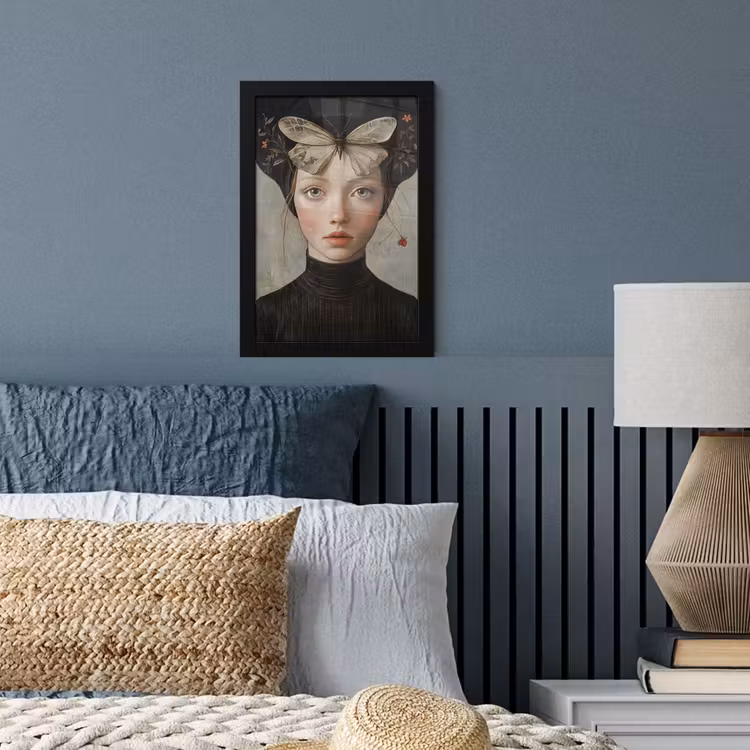 Poster met lijst - Woman - Butterfly - Art - Classic - Muted — 4