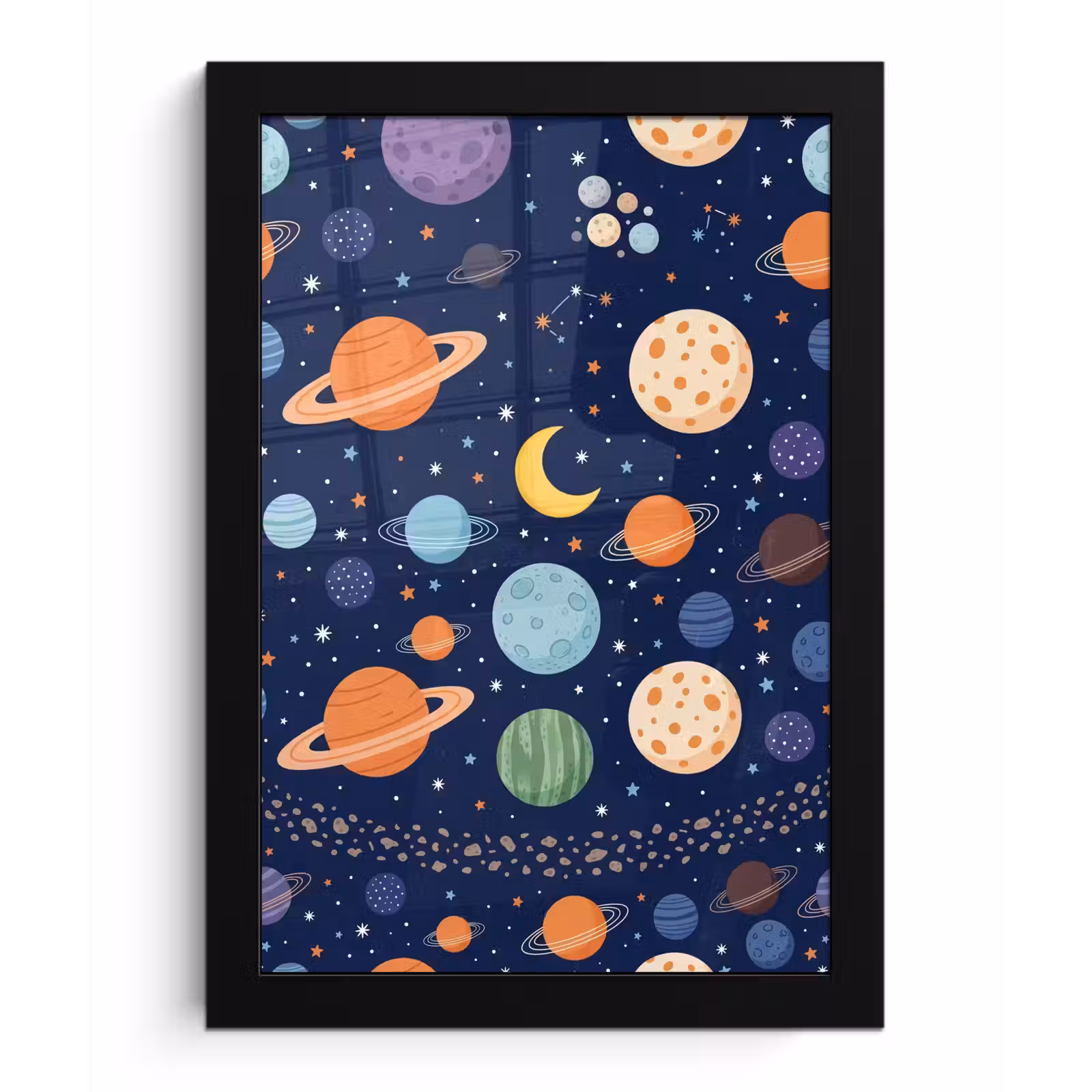 Poster met lijst - Ruimte - Planeten - Kleurrijk — 1