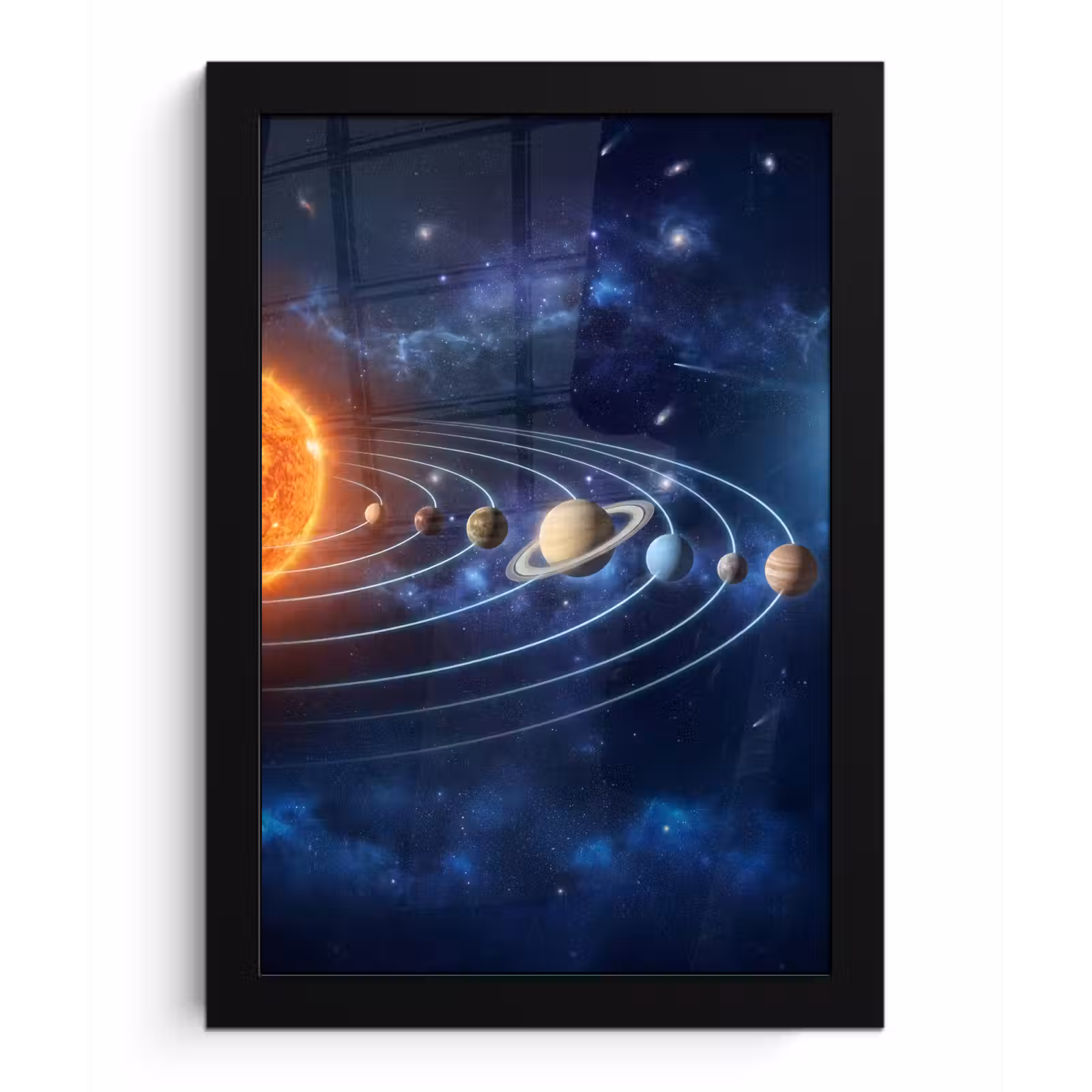 Poster met lijst - Ruimte - Zonnestelsel - Blauw — 1