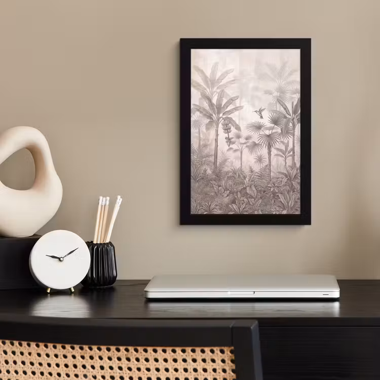 Poster met lijst - Jungle - Banenboom - Kolibrie - Beige — 3